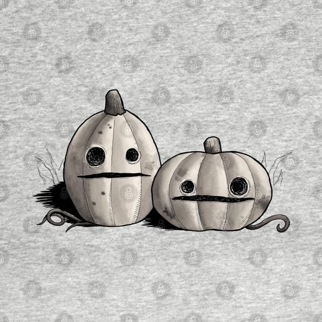 Old Friends - Pumpkins in Black and Grey by prettyinink